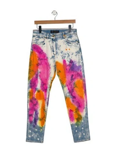 Pre-owned Versace Mid-rise Straight Leg Jeans In Multi