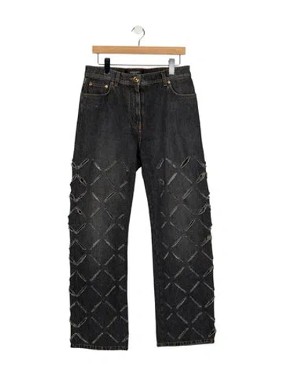 Pre-owned Versace Mid-rise Straight Leg Jeans In Multicolor