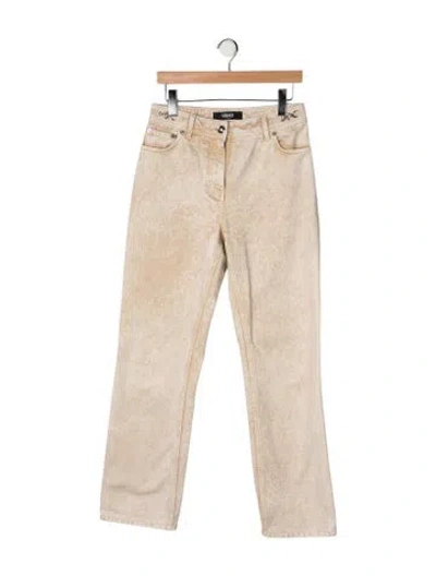 Pre-owned Versace Mid-rise Straight Leg Jeans In Neutrals