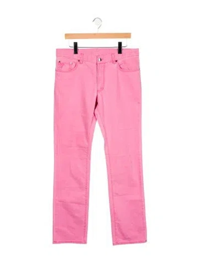Pre-owned Versace Mid-rise Straight Leg Jeans In Pink