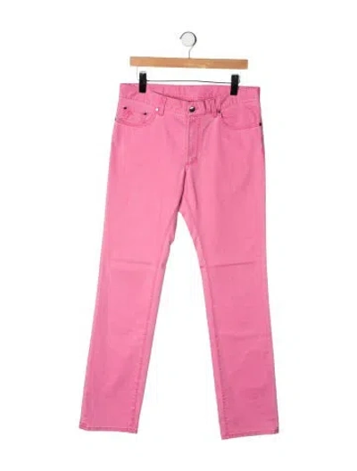 Pre-owned Versace Mid-rise Straight Leg Jeans In Pink