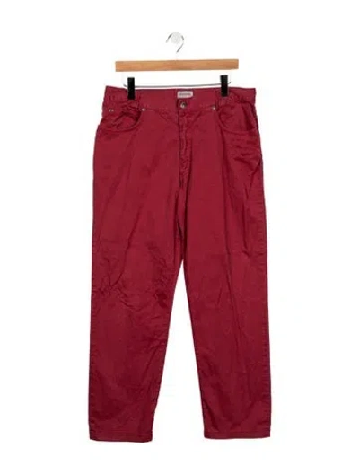 Pre-owned Versace Mid-rise Straight Leg Jeans In Red