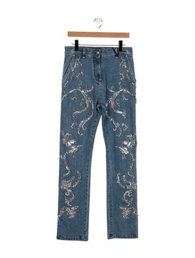 Pre-owned Versace Mid-rise Straight Leg Jeans W/ Tags In Blue