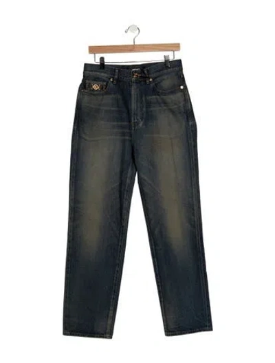 Pre-owned Versace Mid-rise Straight Leg Jeans W/ Tags In Blue