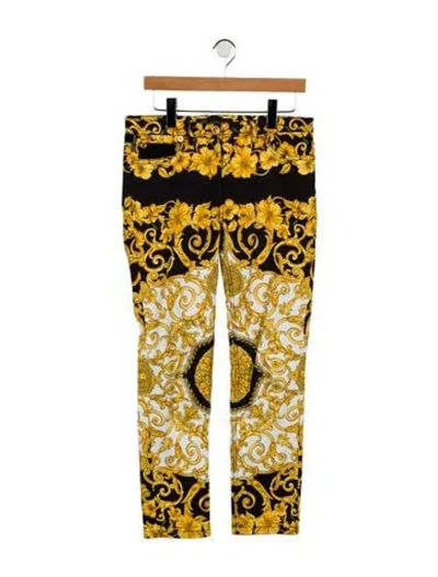 Pre-owned Versace Mid-rise Straight Leg Jeans In Yellow