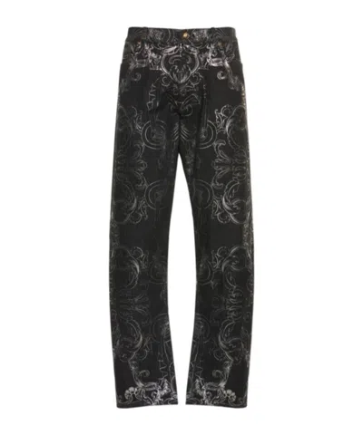Versace Midrise Straightleg Jeans In Black