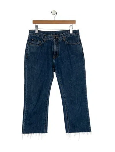 Pre-owned Versace Mid-rise Wide Leg Jeans In Blue