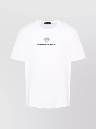 Versace Medusa Milano Embroidered Crewneck T-shirt In White