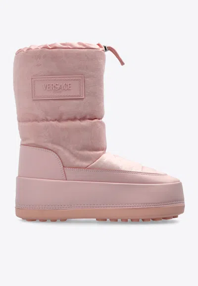Versace Milano Barocco Snow Boots In Pink