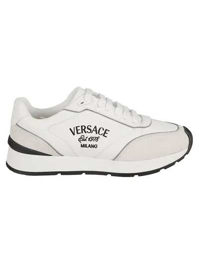 Versace Milano Logo Sneakers In White