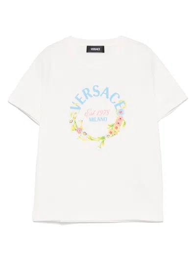 Versace Kids' -milano-print T-shirt In White