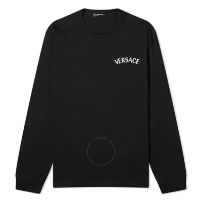 Versace Milano Stamp Long-sleeve Cotton T-shirt In Black