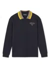 Versace Long-sleeved Polo Shirt In Black
