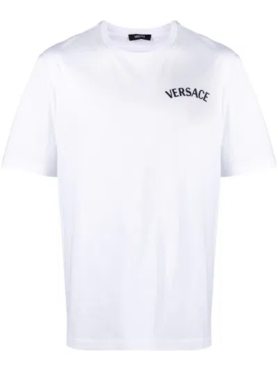 Versace Milano Stamp T-shirt With Embroidery In White