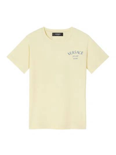 Versace Kids' Milano Stamp T-shirt In Yellow