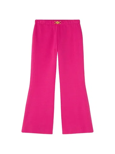 Versace Kids' Milano-stitch Flared Pants In Pink
