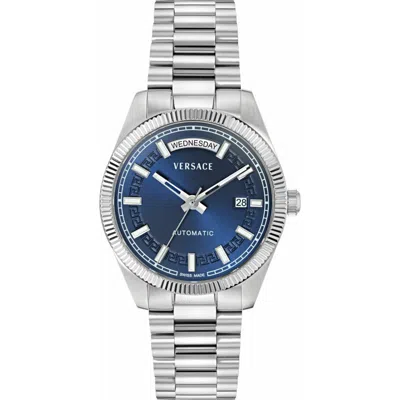 Versace Millenyium Automatic Bracelet Watch, 40mm In Blue/stainless Steel