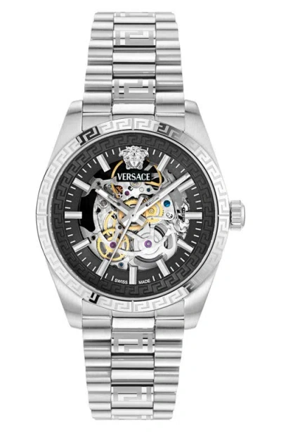 Versace Millenyium Automatic Skeleton Montre In Metallic