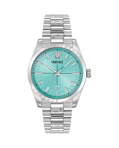 Versace Millenyium Watch, 40mm In Blue/siver