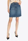 Versace Cotton Denim High Waist Mini Skirt In Blue
