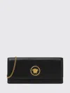 Versace Lamb Leather Chain Strap Clutch Bag In Black