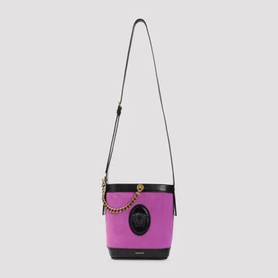Versace Mini Bucket Handbag In Calf Leather In Purple