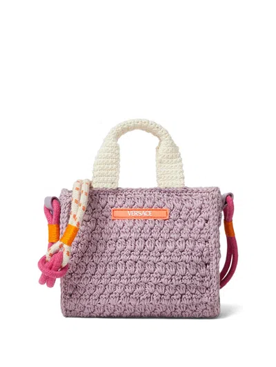 Versace Kids' Mini Crochet Tote Bag In Purple
