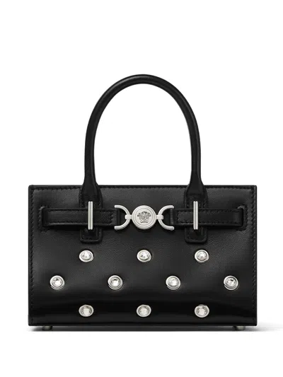 Versace Mini Crystal Medusa '95 Tote Bag In Black