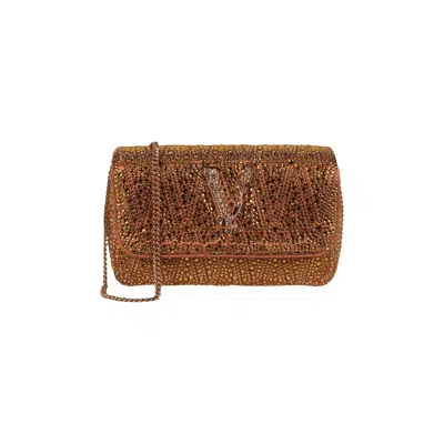 Pre-owned Versace Mini Crystal Virtus Crossbody Bag 'caramel' | Brown | Women's Size Onesize
