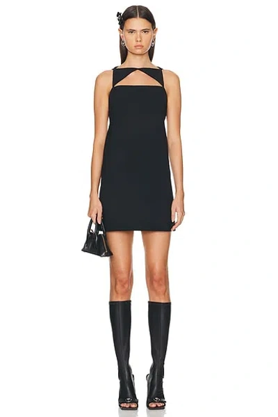 Versace Wool Blend Straight Mini Dress With Cut-out In Black