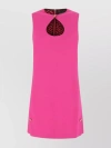 Versace Mini Dress In Stretch Crepe With Front Cut-out In Pink