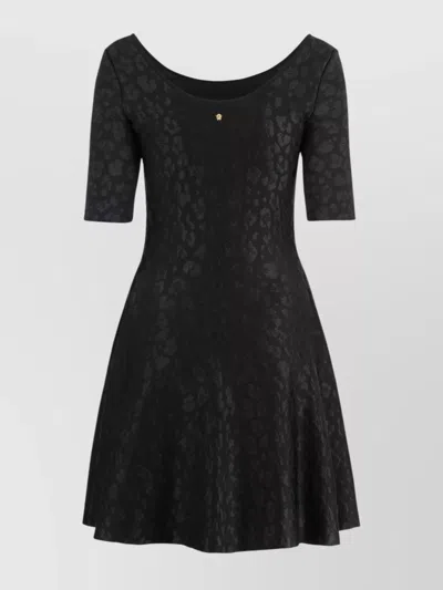 Versace Mini Dress With Flared Skirt And Scoop Neckline In Black