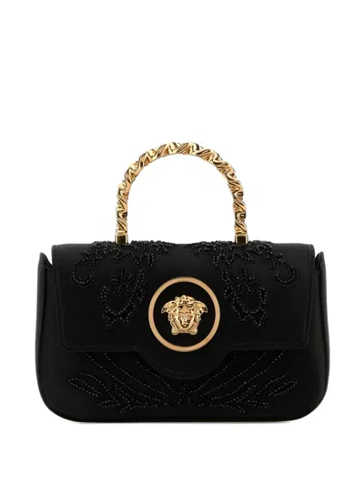 Versace Mini Embellishment Tote Bag In Black