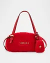 Versace Mini Faux Fur Bowler Shoulder Bag In Red