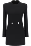 Versace Wool Grain De Poudre Mini Dress In Black