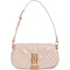 Versace Mini Greca Goddess Quilted Leather Shoulder Bag In Powder Blush/ Gold