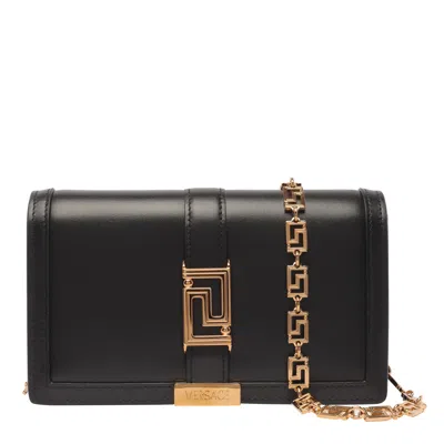 Versace Greca Goddess Leather Mini Bag In Black
