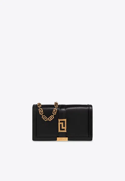 Versace Mini Greca Goddess Shoulder Bag In Black
