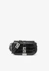 Versace Mini Greca Goddess Shoulder Bag In Croc-effect Leather In Black