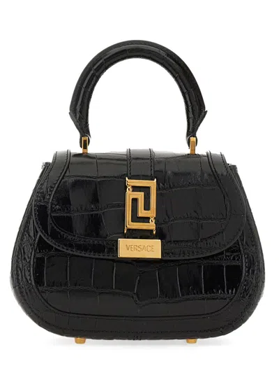 Versace Mini Greek Goddess Bag In Black