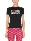 Versace Black Printed Logo T-shirt In Black
