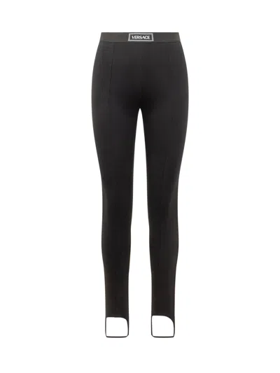 Versace Mini High-waisted Jersey Leggings In Black