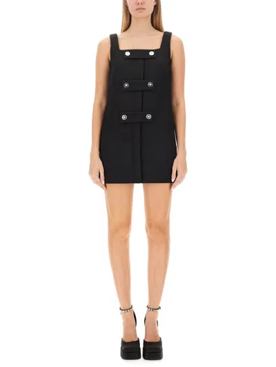 Versace Squareneck Embellished Minidress In Black