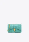 Versace Mini Kleio Quilted Leather Crossbody Bag In Blue