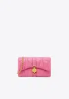 Versace Mini Kleio Quilted Leather Crossbody Bag In Pink