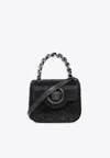 Versace Mini La Medusa Crystal-embellished Shoulder Bag In Black