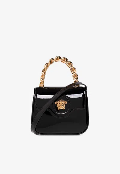 Versace Mini La Medusa Shoulder Bag In Black