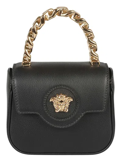 Versace Mini La Medusa Handbag In Black/ Gold