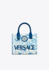 Versace Underwater Barocco La Medusa Mini Tote Bag In Blue