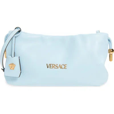 Versace Mini Logo Leather Handbag In Blue